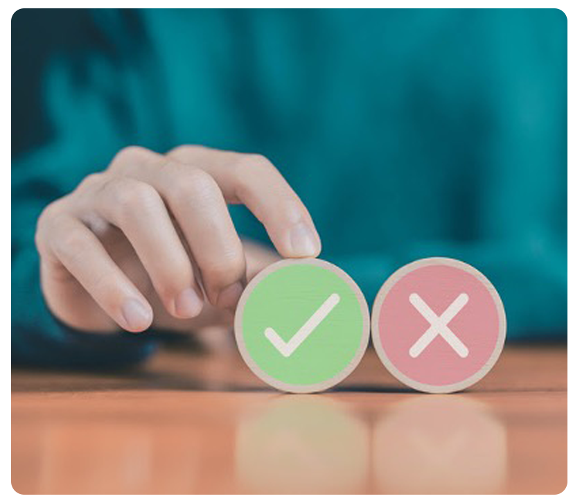 finger hovering above confirm and cancel buttons