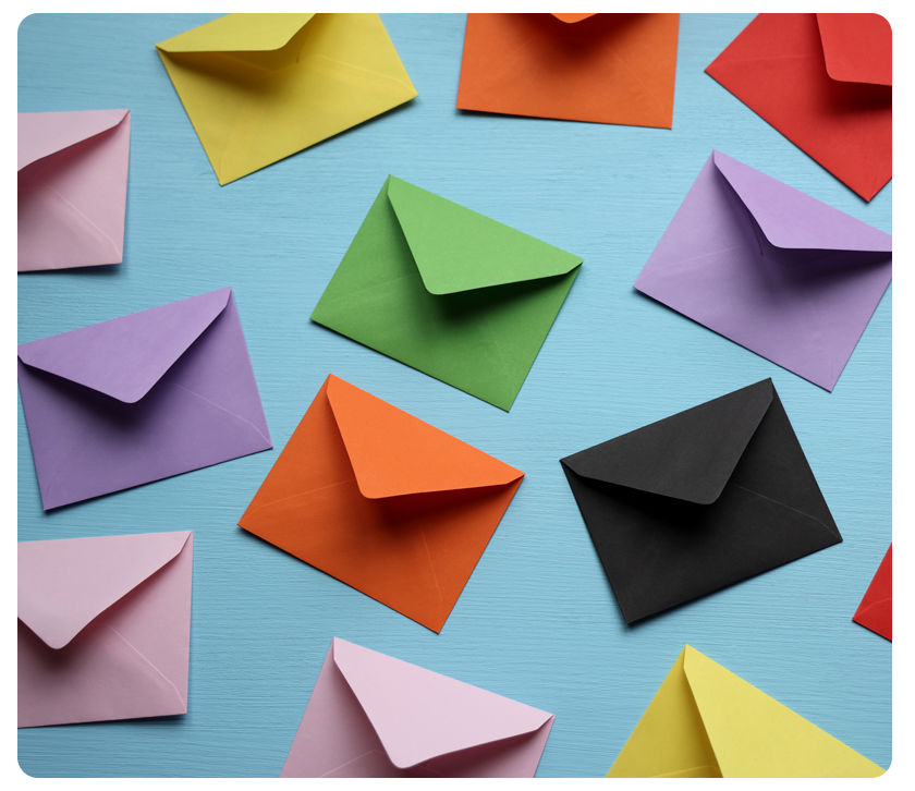collection of colorful envelopes