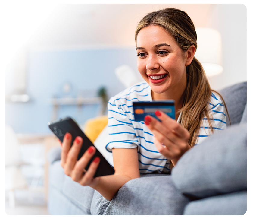 girl with phone and credit card
