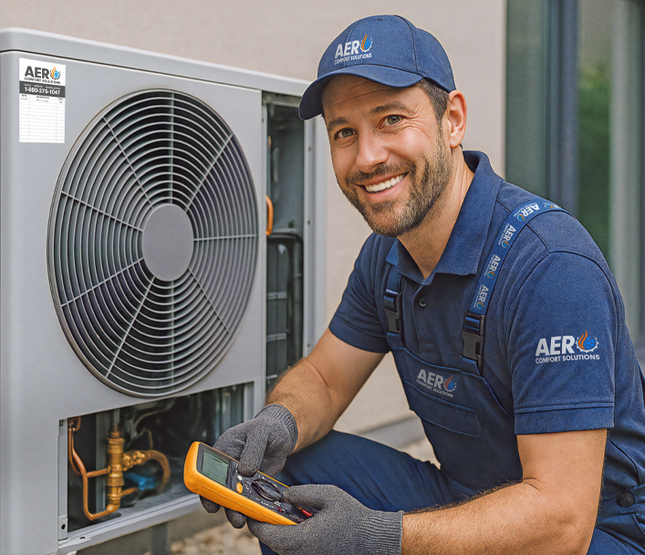 worker servicing ac unit